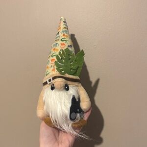 Garden Gnome with Leaf Hat and Black Watering Can